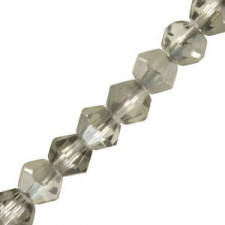 Faceted glass bicone beads 4mm Tranparent grey